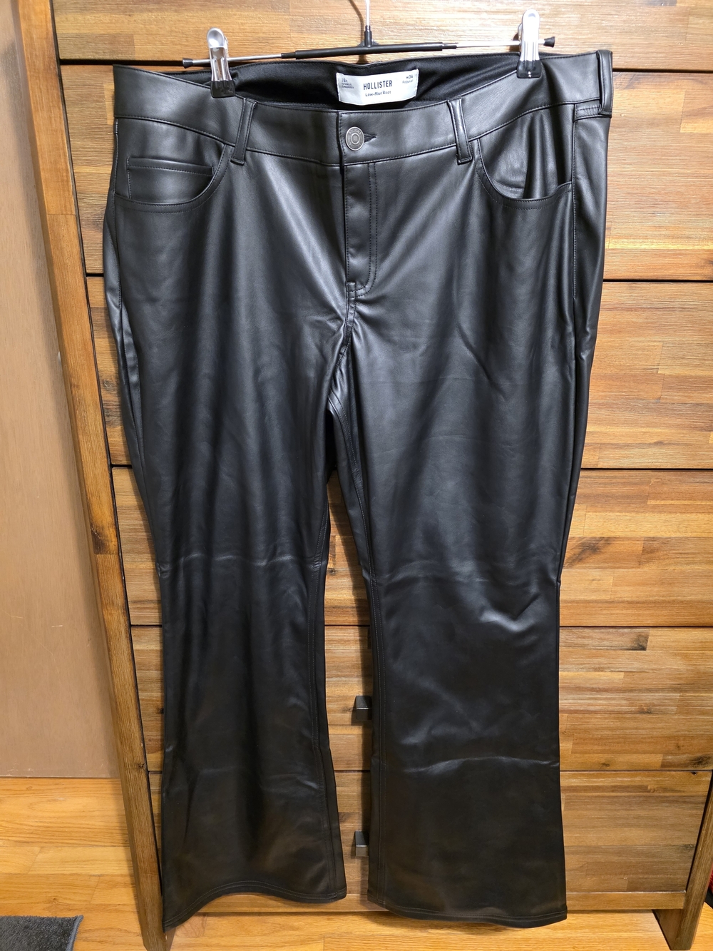 Hollister Black Faux Leather Bootcut Jeans (Size 18)